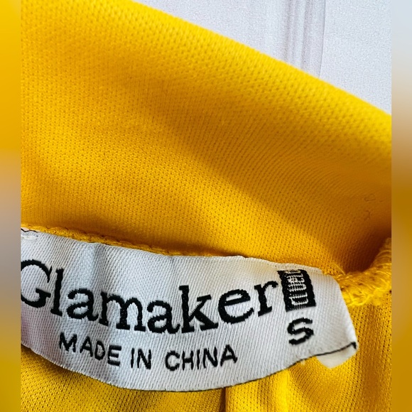 Yellow Embroidered Stretch Waist Long Lined Skirt Size Small Zipper Closure. - Picture 11 of 12